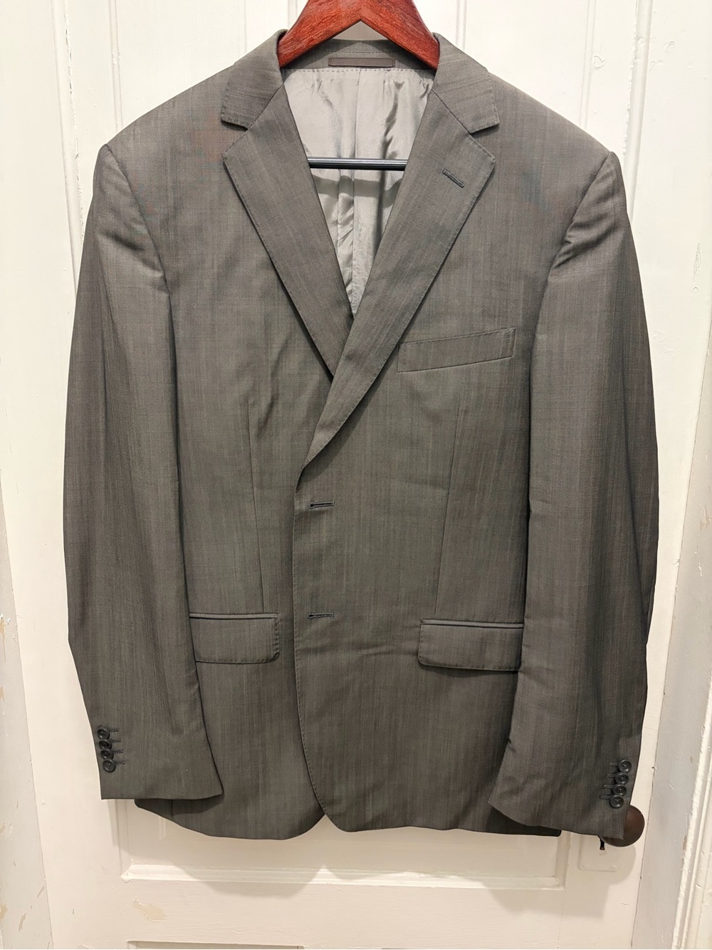 Z Zegna Men's 42R City Gray Notch Lapel Two-Button Suit Jacket Wool/Mohair